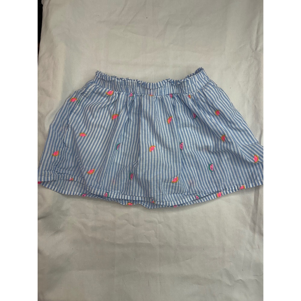 Cat & Jack Girls Blue White Striped Watermelon Embroidered Skort Size 4T